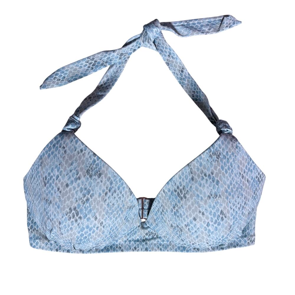 Shade & Shore Bikini Top Padded Underwire Size 38DD Blue White Vacation Swimwear